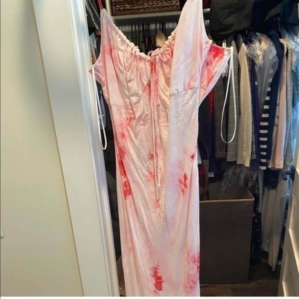 Pink tie die maxi dress—never been worn - Picture 4 of 7